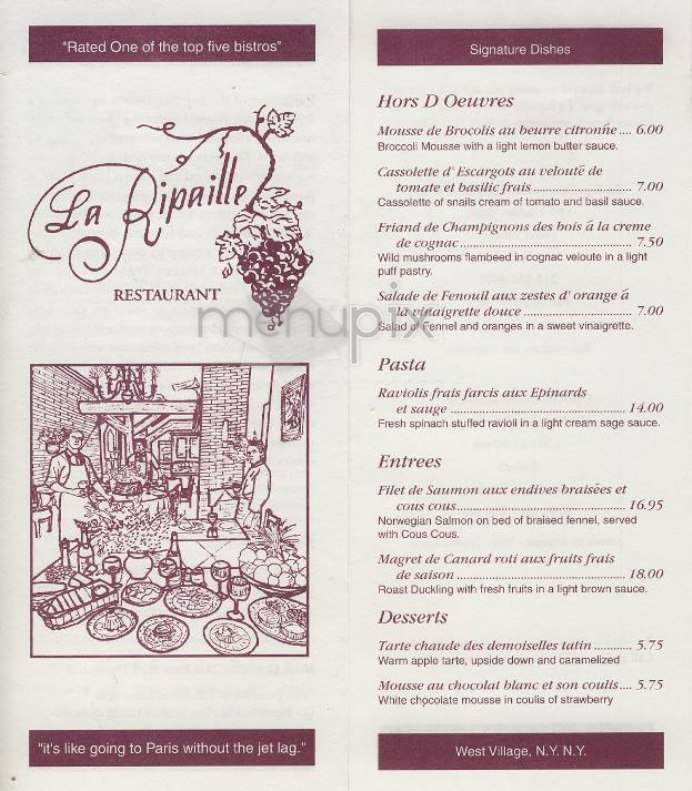 La Ripaille - New York, NY menu_pic