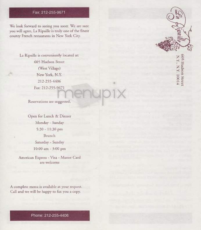 La Ripaille - New York, NY menu_pic
