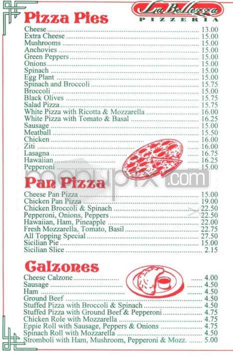 La Bellezza Pizzeria - New York, NY menu_pic