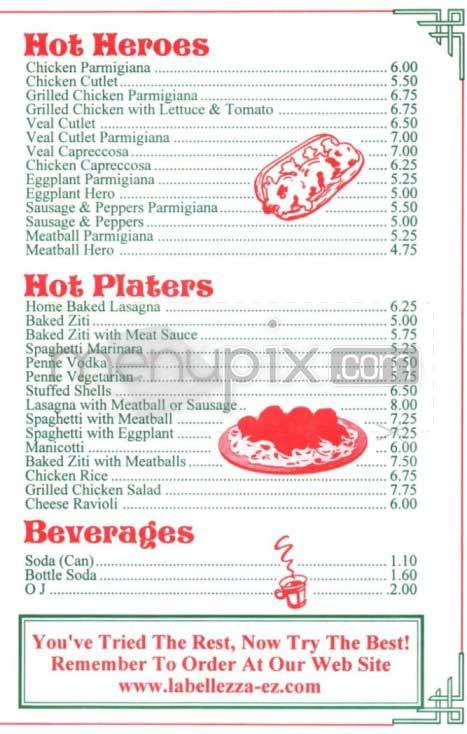 La Bellezza Pizzeria - New York, NY menu_pic