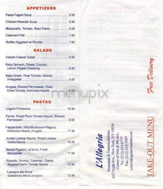 L'Allegria - New York, NY menu_pic