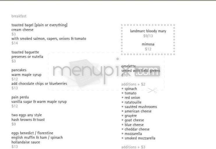 Landmarc - New York, NY menu_pic