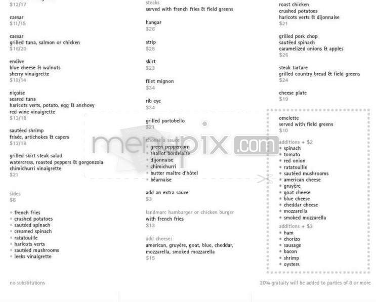 Landmarc - New York, NY menu_pic