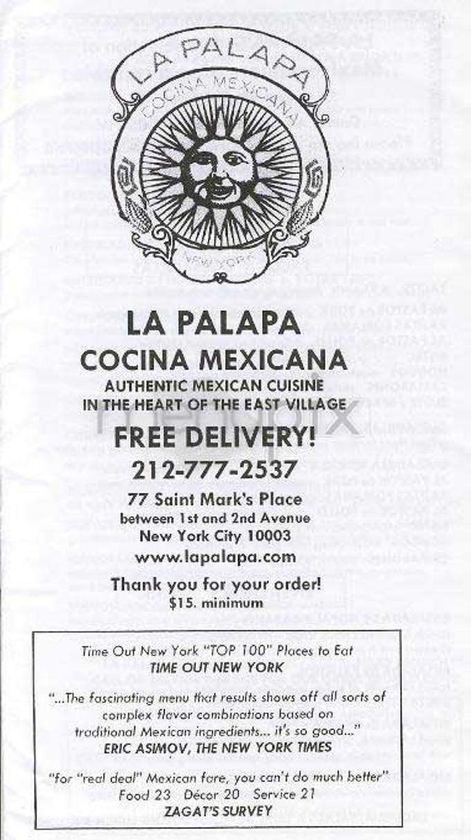 La Palapa - Lubbock, TX menu_pic
