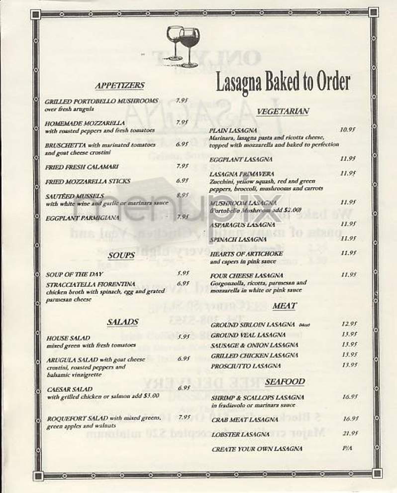 Lasagna Ristorante - New York, NY menu_pic