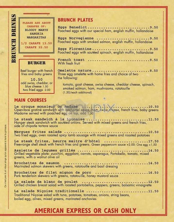 Le Singe Vert - New York, NY menu_pic