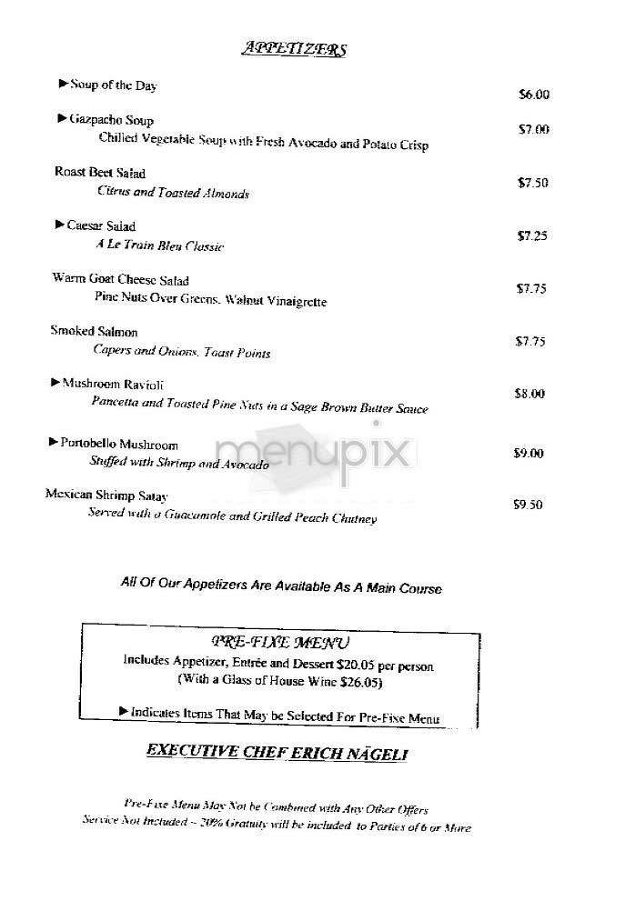 Le Train Bleu - New York, NY menu_pic
