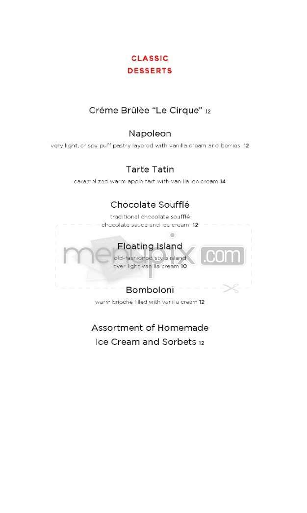 Le Cirque - New York, NY menu_pic