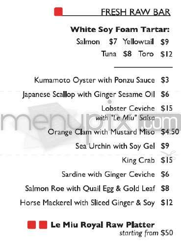 Le Miu - New York, NY menu_pic