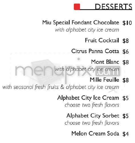 Le Miu - New York, NY menu_pic