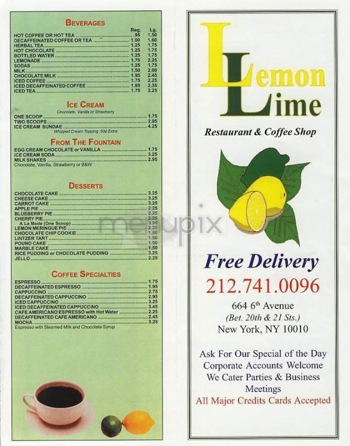 Lemon Lime - New York, NY menu_pic