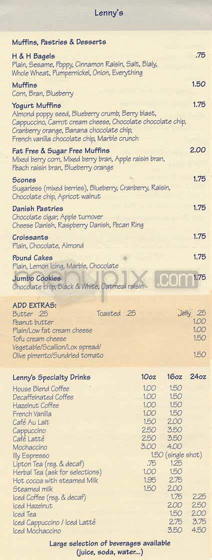Lenny's - New York, NY menu_pic