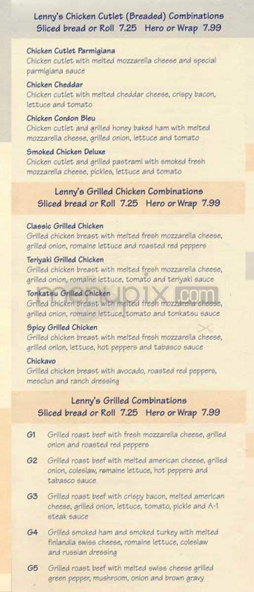 Lenny's - New York, NY menu_pic