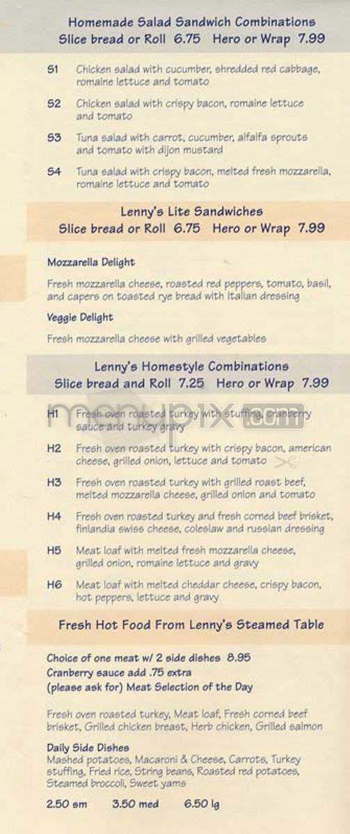 Lenny's - New York, NY menu_pic