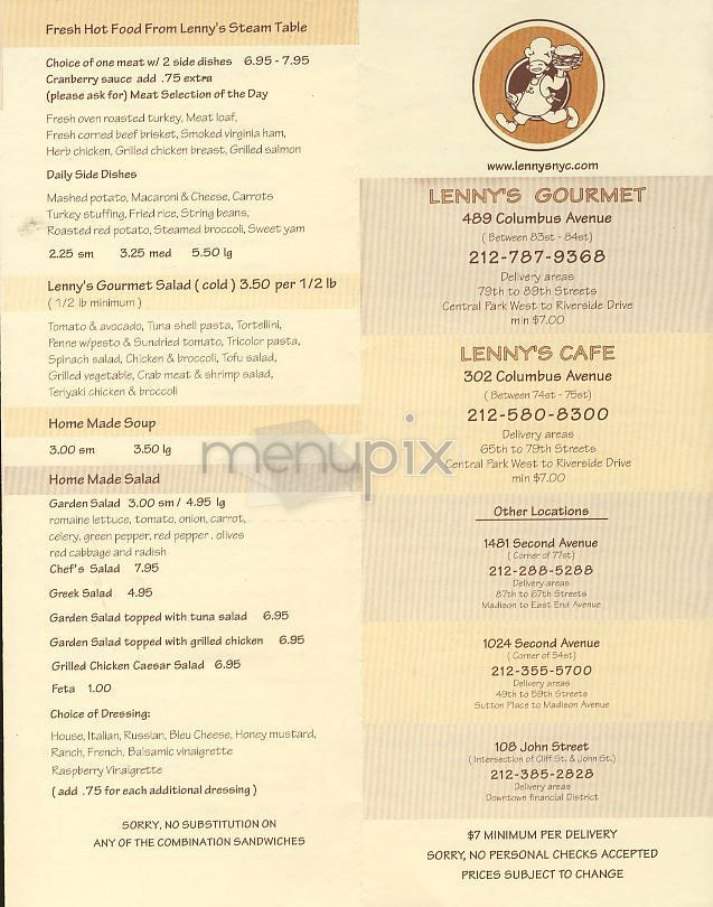 Lenny's - New York, NY menu_pic