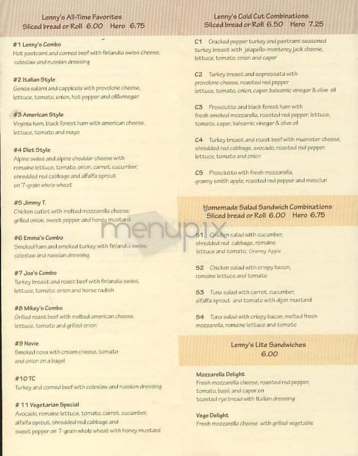 Lenny's - New York, NY menu_pic