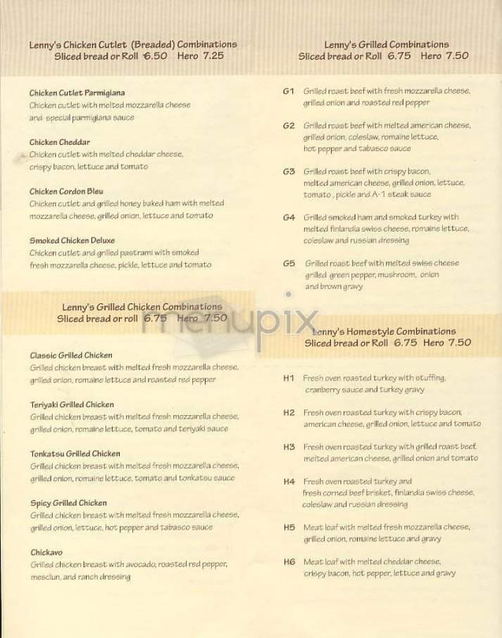 Lenny's - New York, NY menu_pic