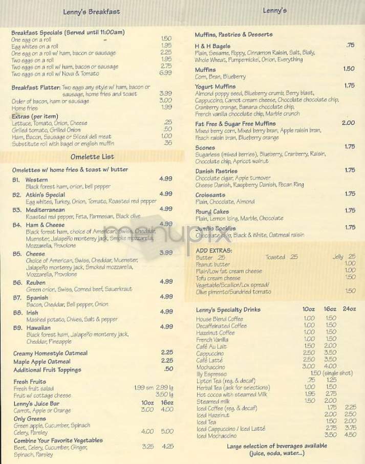 Lenny's - New York, NY menu_pic