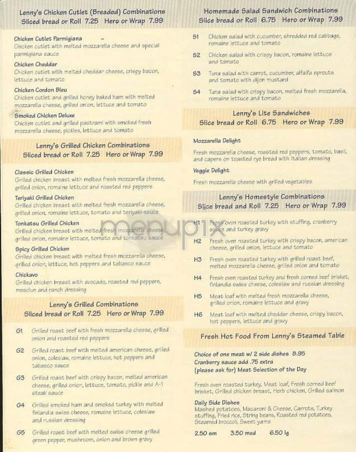 Lenny's - New York, NY menu_pic