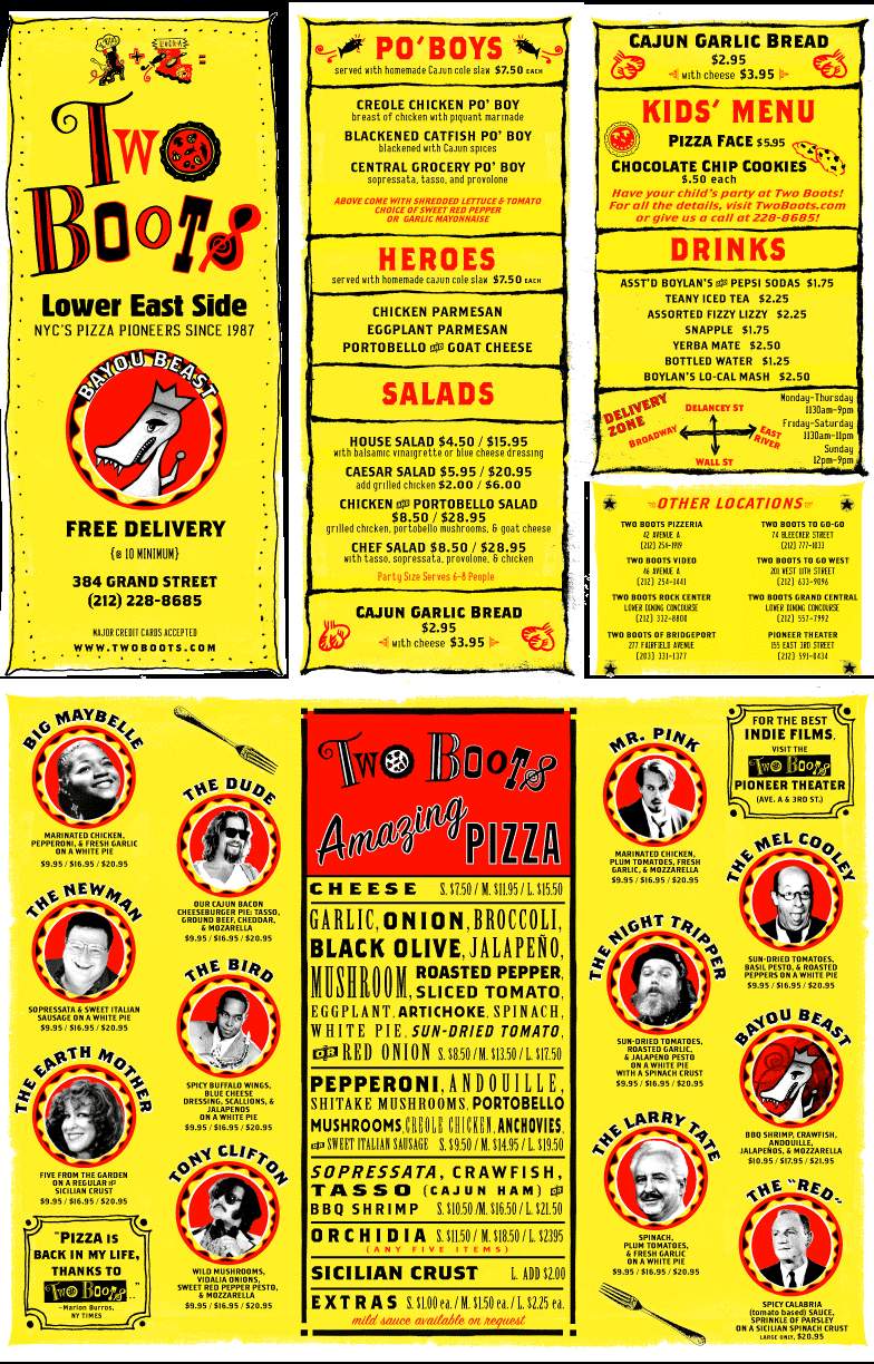 Two Boots Pizzeria - New York, NY menu_pic
