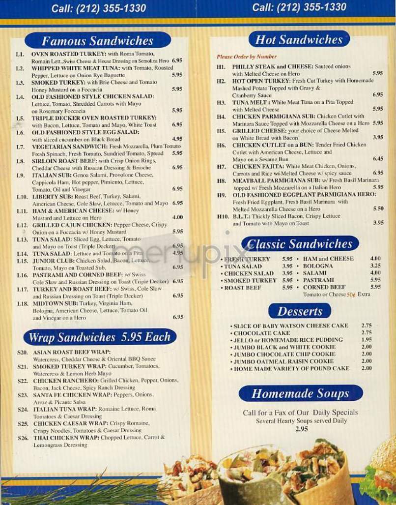 Liberty Deli & Pizzeria - New York, NY menu_pic