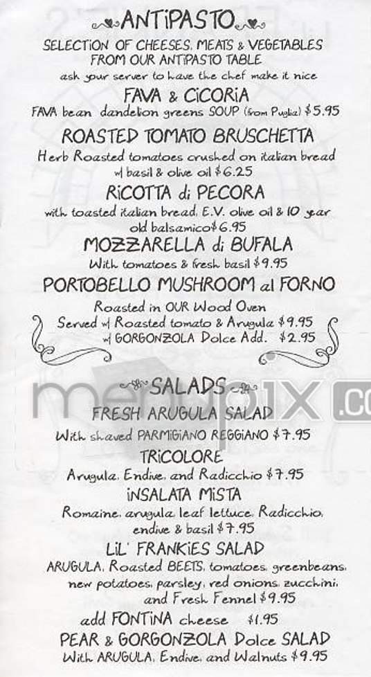 Lil' Frankies Pizza - New York, NY menu_pic