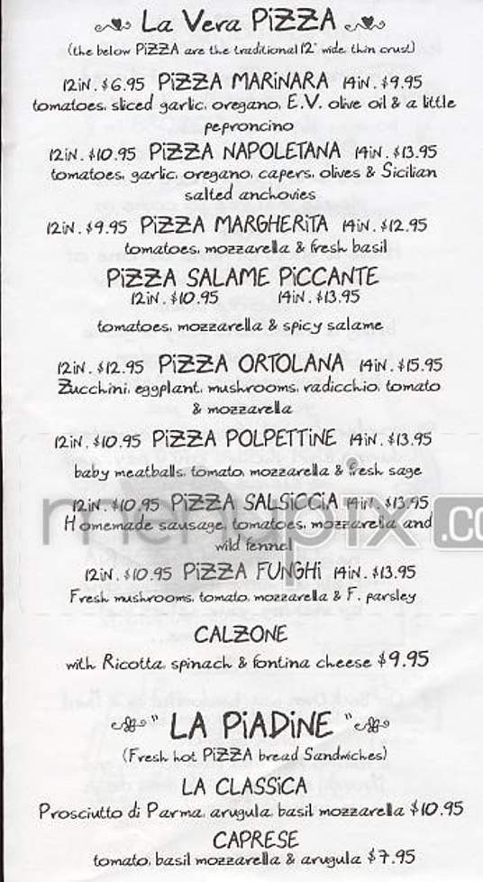 Lil' Frankies Pizza - New York, NY menu_pic