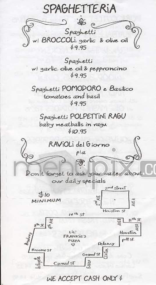 Lil' Frankies Pizza - New York, NY menu_pic