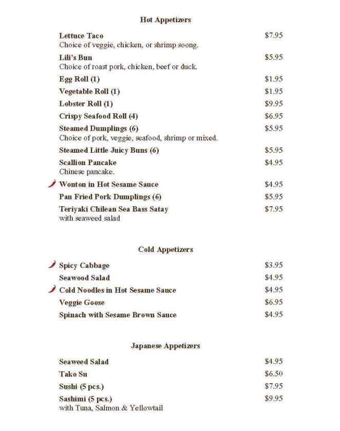 Lilis Noodle Shop - New York, NY menu_pic