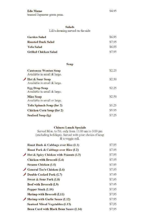 Lilis Noodle Shop - New York, NY menu_pic