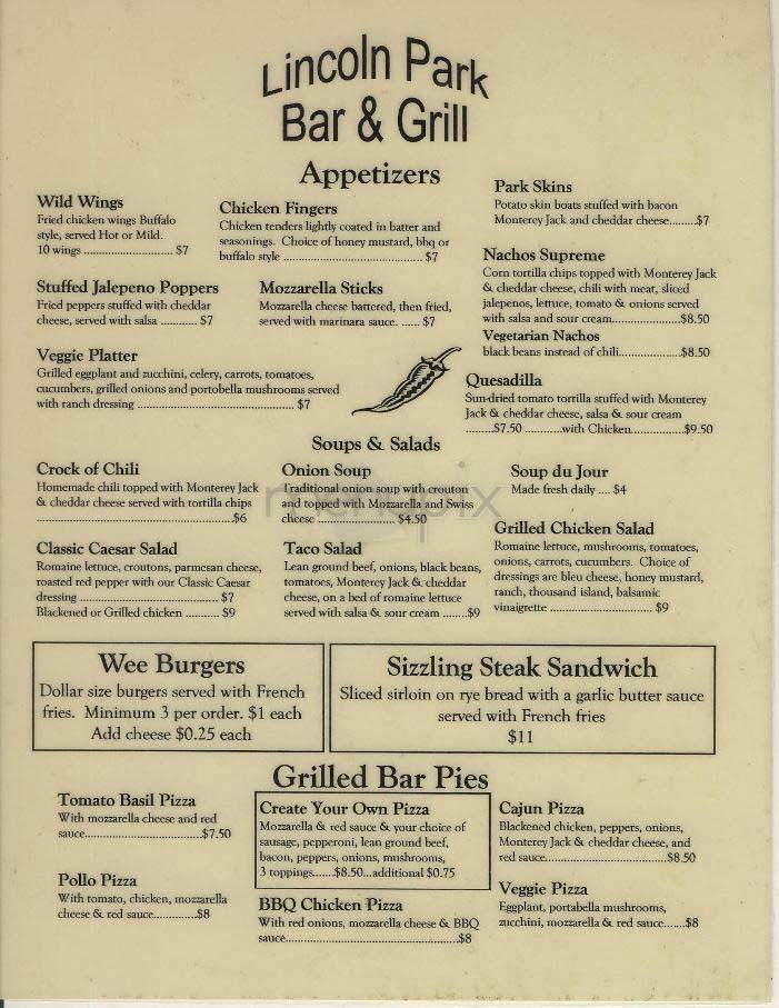 Lincoln Park - New York, NY menu_pic