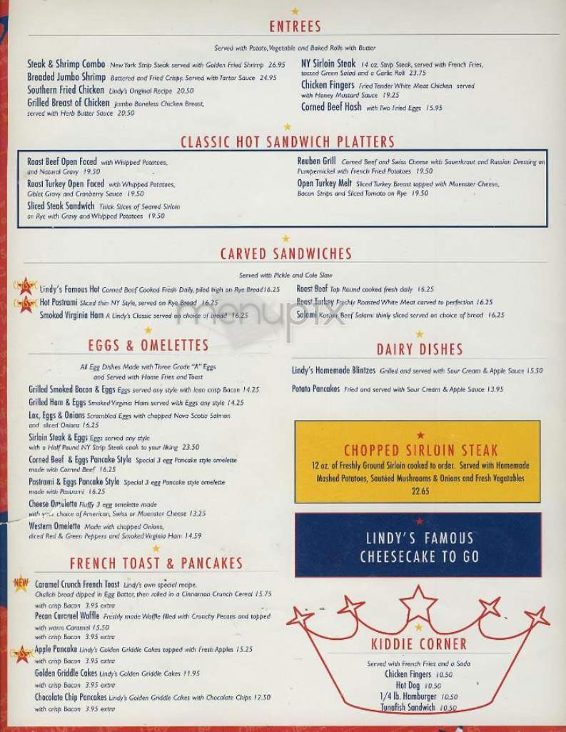 Lindy's - New York, NY menu_pic