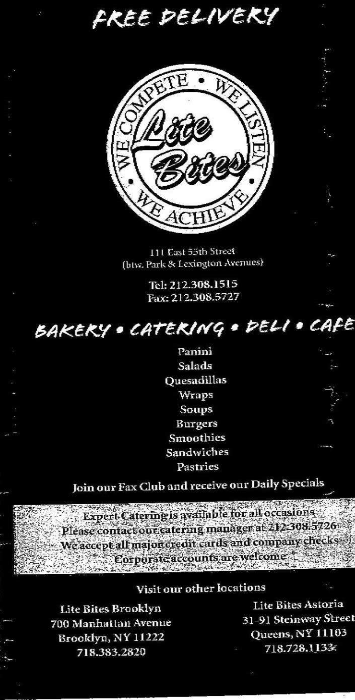 Lite Bites - New York, NY menu_pic