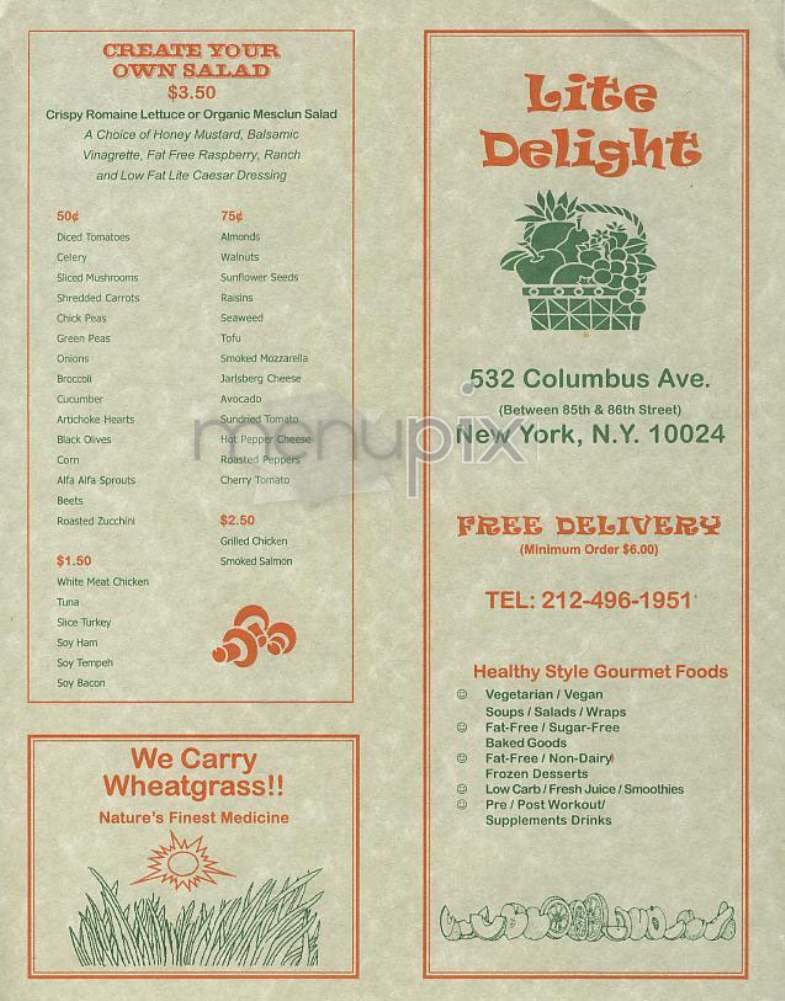 Light DeLight - New York, NY menu_pic