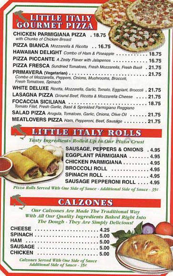 Little Italy Pizza - New York, NY menu_pic