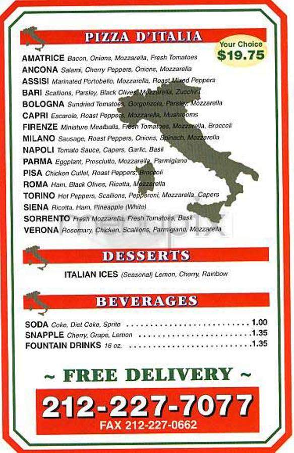 Little Italy Pizza - New York, NY menu_pic