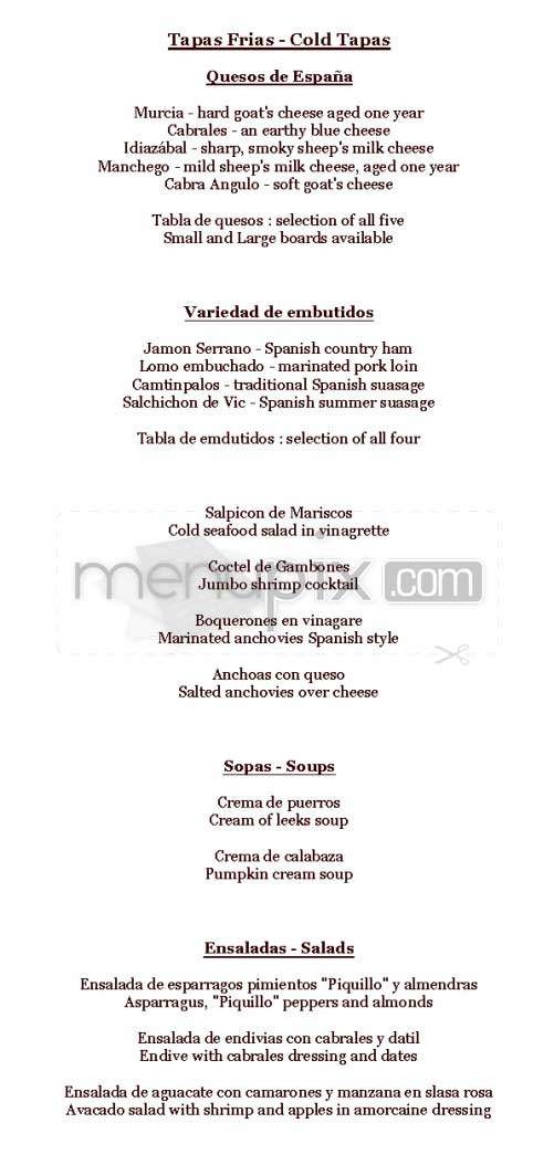 Lola's Tapas Bar - Hoboken, NJ menu_pic