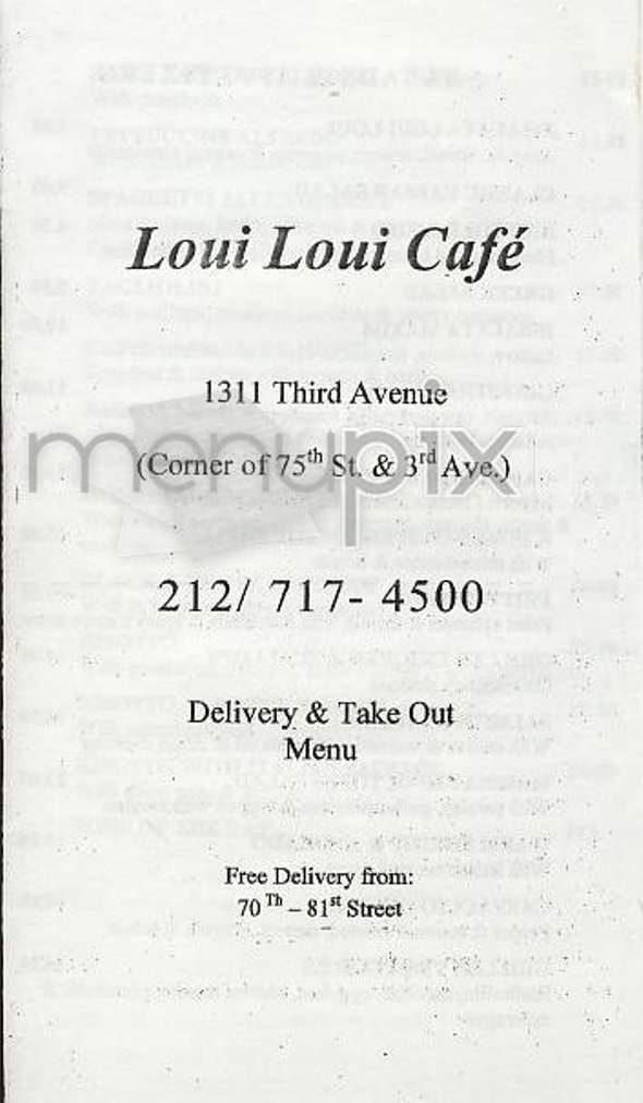 Loui Loui Cafe - New York, NY menu_pic