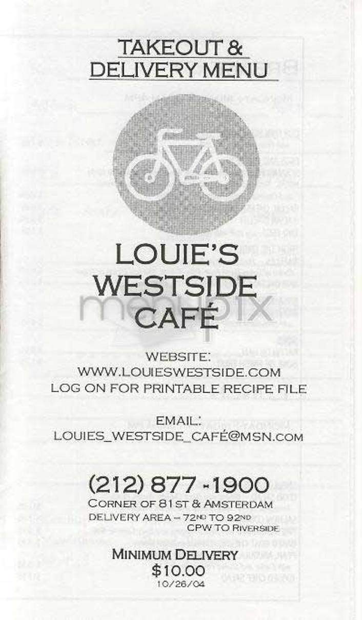 Louie's West Side Cafe - New York, NY menu_pic