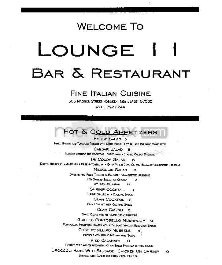 Lounge 11 - Hoboken, NJ menu_pic