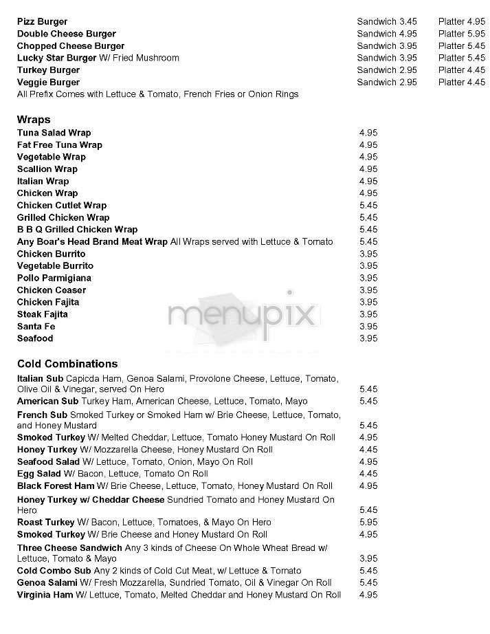 Lucky Star Cafe - New York, NY menu_pic