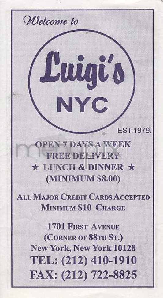 Luigi's NYC - New York, NY menu_pic