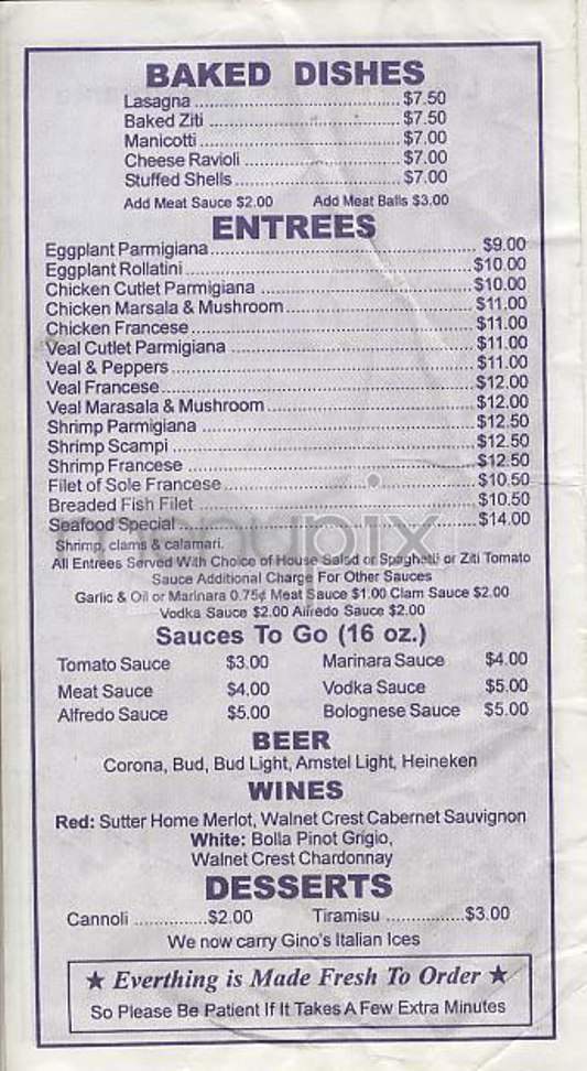 Luigi's NYC - New York, NY menu_pic