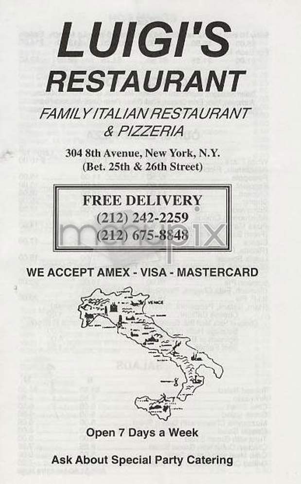 Luigi's Pizza - New York, NY menu_pic
