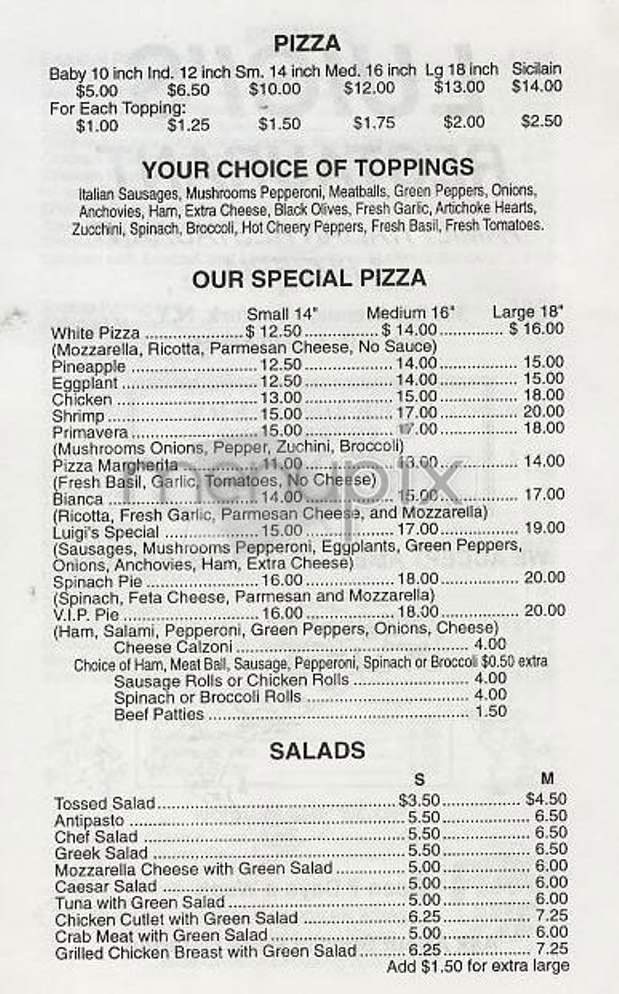 Luigi's Pizza - New York, NY menu_pic