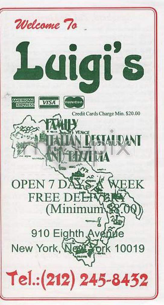 Luigi's Pizza - New York, NY menu_pic
