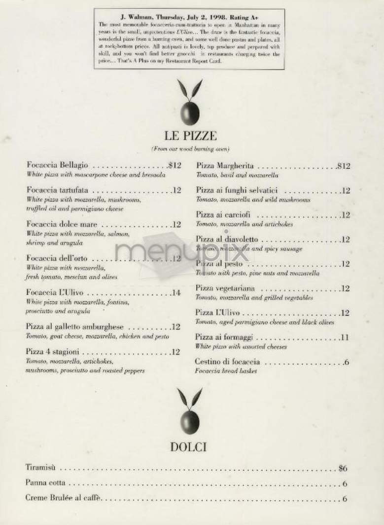 L'ulivo Focacceria - New York, NY menu_pic