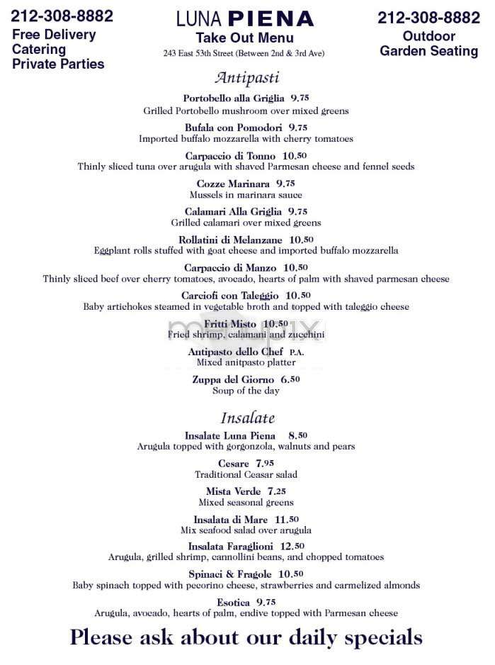 Luna Piena - New York, NY menu_pic