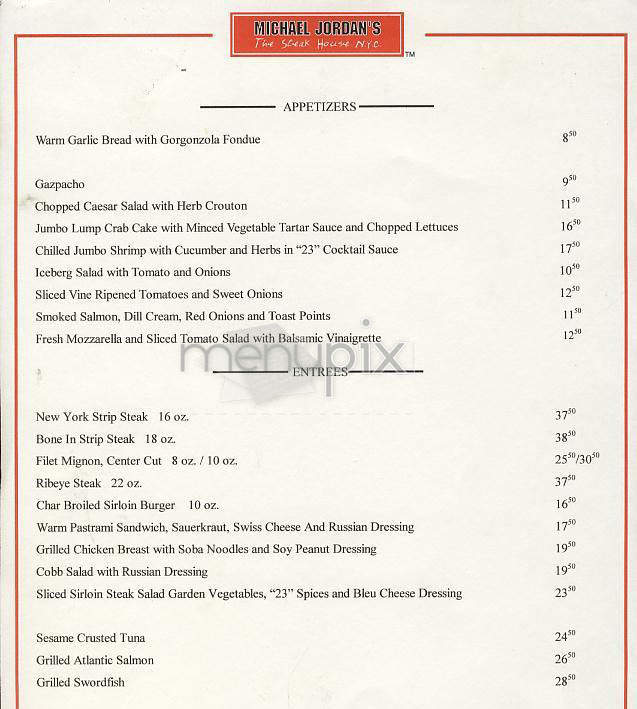 Michael Jordan's Steak House - New York, NY menu_pic