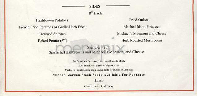 Michael Jordan's Steak House - New York, NY menu_pic